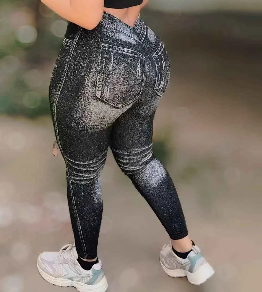 Leggings de Gym Femme Effet Jean V Dos