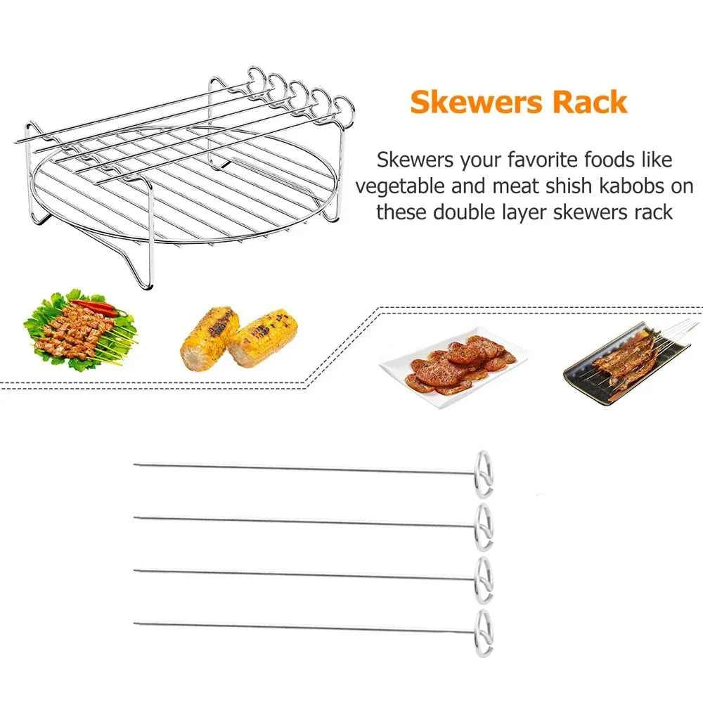 Air Fryer Stainless Steel Rack Tray&Steaming Racks Air Fryer Tools Baking Pan BBQ Gril Baking Cooker Accessories Cooking Tools