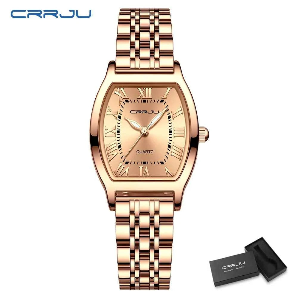 CRRJU Women Watches Creative Steel Dress Bracelet Wristwatches Ladies Square Waterproof Female Relogio Feminin