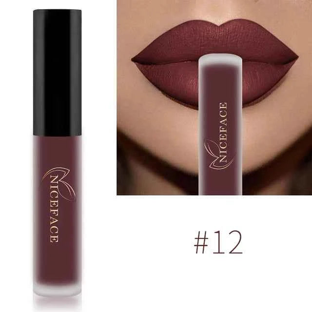 NICEFACE 34 Color Lip Gloss Waterproof Nude Matte Liquid Lipstick Moisturizing Long Lasting Lipgloss Lip Makeup Beauty Cosmetics