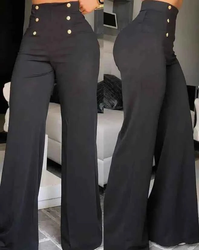 Pantalon Évasé Taille Haute Élégant