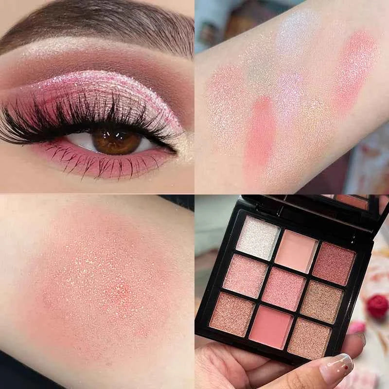 9-Grid Eyeshadow Palette Glitter Pearlescent Matte Eye Shadow Shimmer Makeup Long Lasting Women Beauty Eye Cosmetics Series