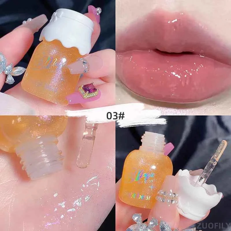 Cute Milk Jar Lipgloss Lip Plumper Oil Colorless Glitter Lipgloss Long Lasting Moisturizing Lipstick Lipgloss Makeup Cosmetics