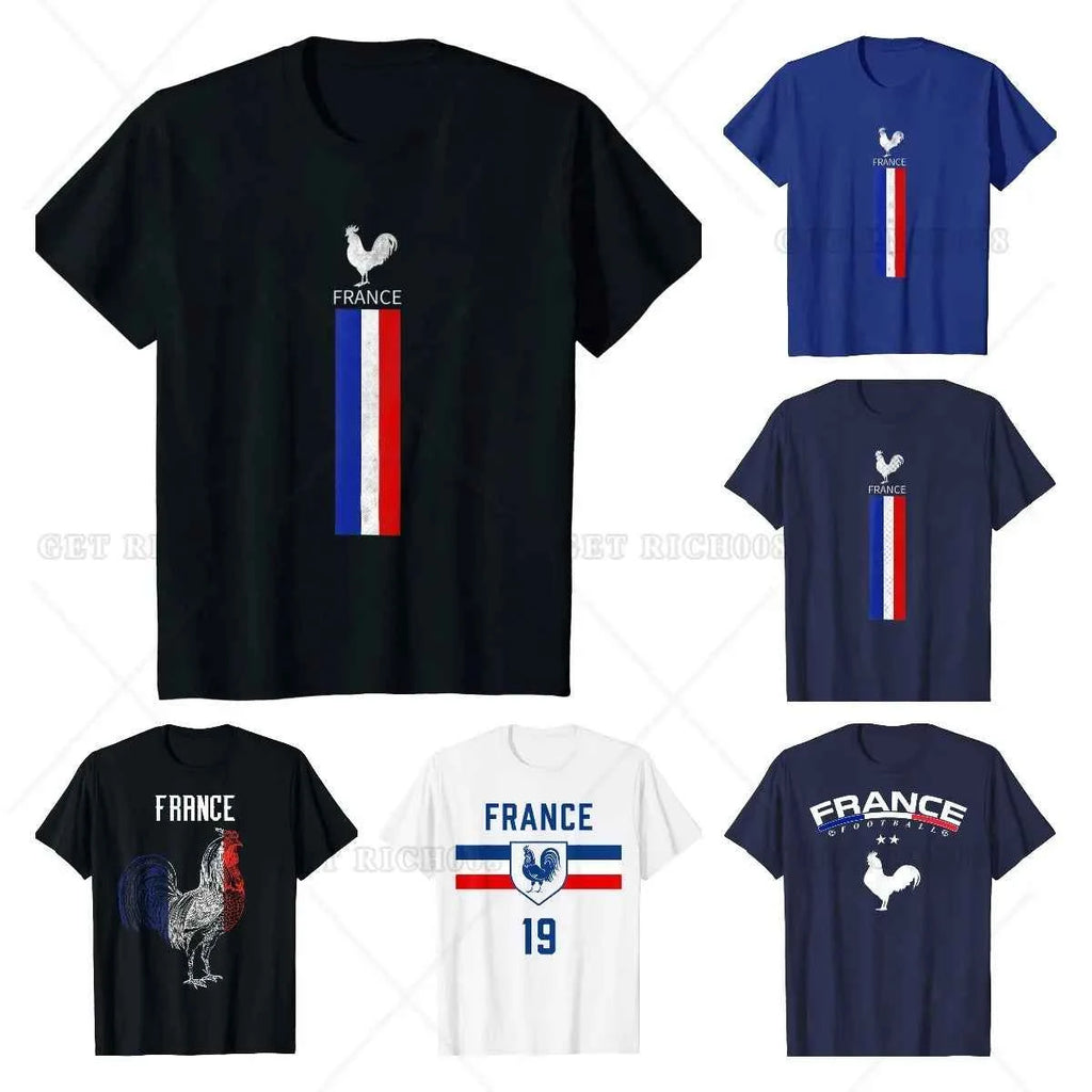 National France Flag Cock French Football Soccer Team T-Shirt Casual Cotton Daily Four Seasons Tees Oversized T Shirt