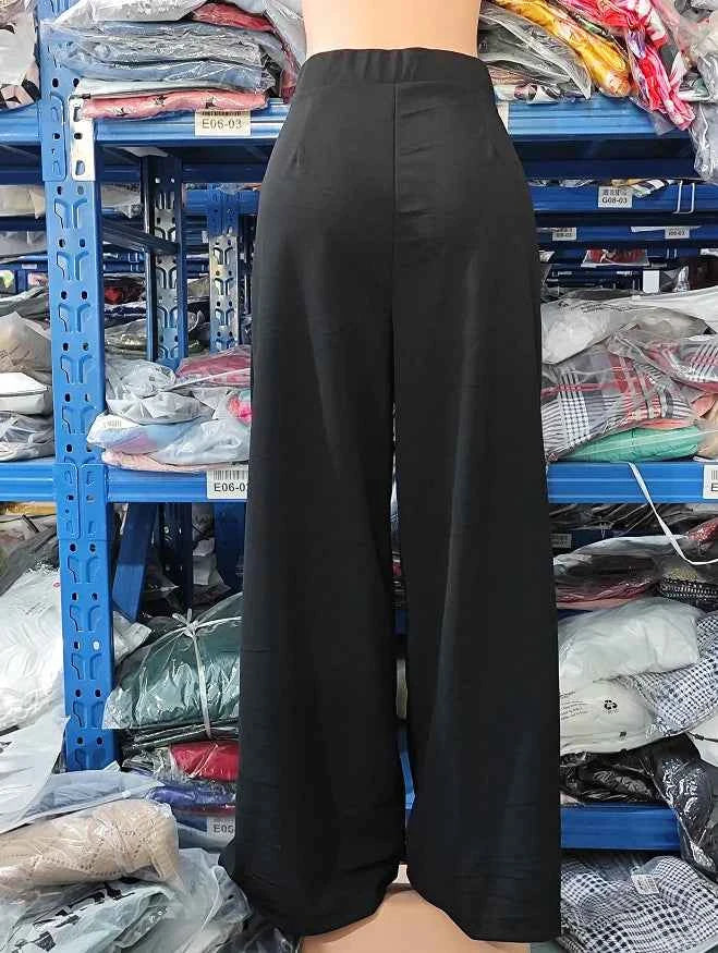 Pantalon large femme élégant taille haute