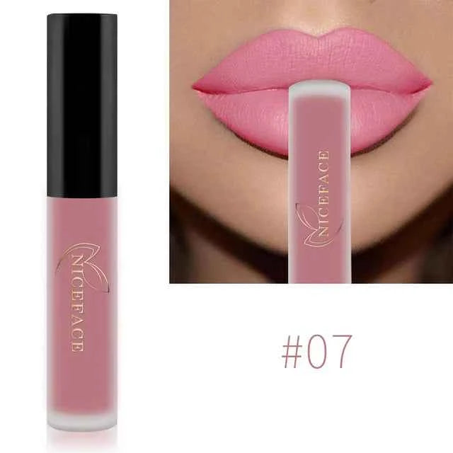 NICEFACE 34 Color Lip Gloss Waterproof Nude Matte Liquid Lipstick Moisturizing Long Lasting Lipgloss Lip Makeup Beauty Cosmetics