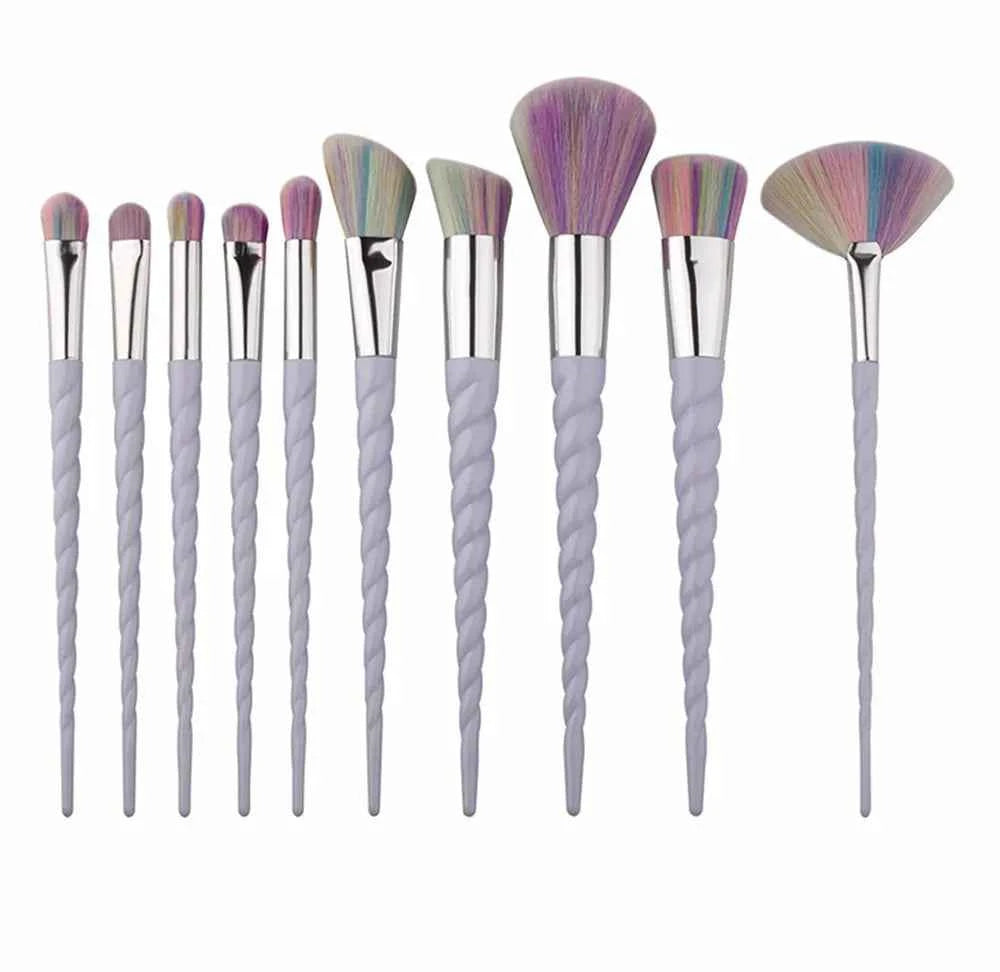 5-10pcs Purple Unicorn Makeup Brushes Set Eye Shadow Foundation Powder Blush Blending Beauty Make Up Beauty Tool Women Cosmetics
