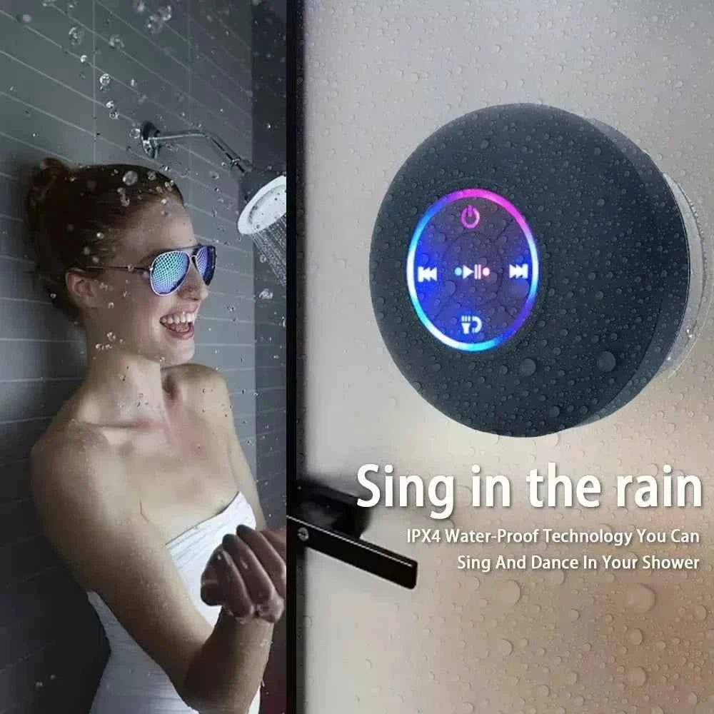 2025 Bathroom Waterproof Wireless LED Bluetooth Speaker Large Suction Cup Mini Portable Speaker Outdoor Sports Stereo Speaker
