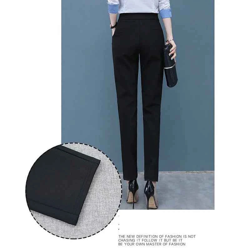 Pantalon Élégant Femme Taille Haute Noir