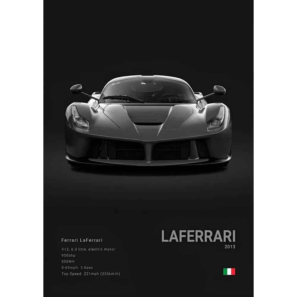 F-Ferrari Black Car Famous F40 ENZO SF90 F12 Poster Sticky Wall Art Printing Waterproof Home Living Bed Room Bar Aesthetic Decor