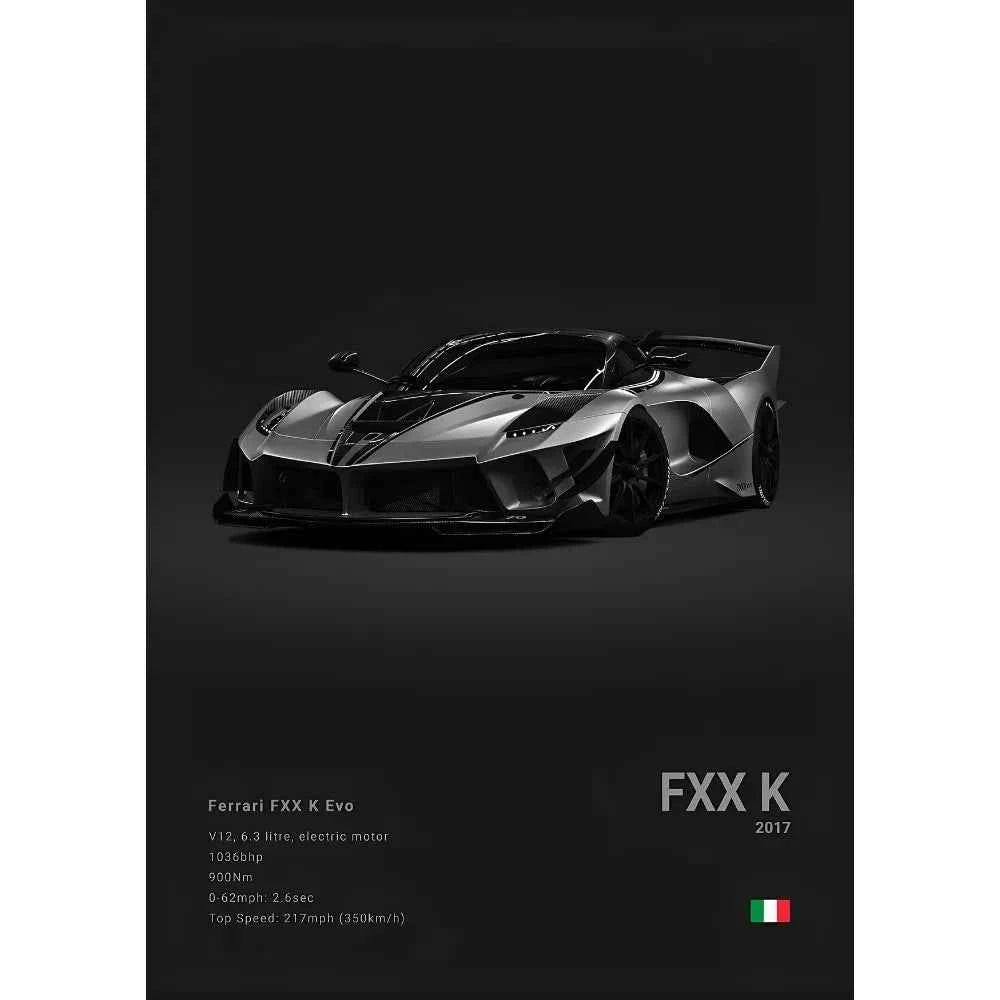 F-Ferrari Black Car Famous F40 ENZO SF90 F12 Poster Sticky Wall Art Printing Waterproof Home Living Bed Room Bar Aesthetic Decor