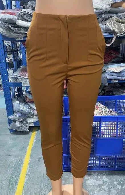 Pantalon Femme Élégant Taille Haute Noir