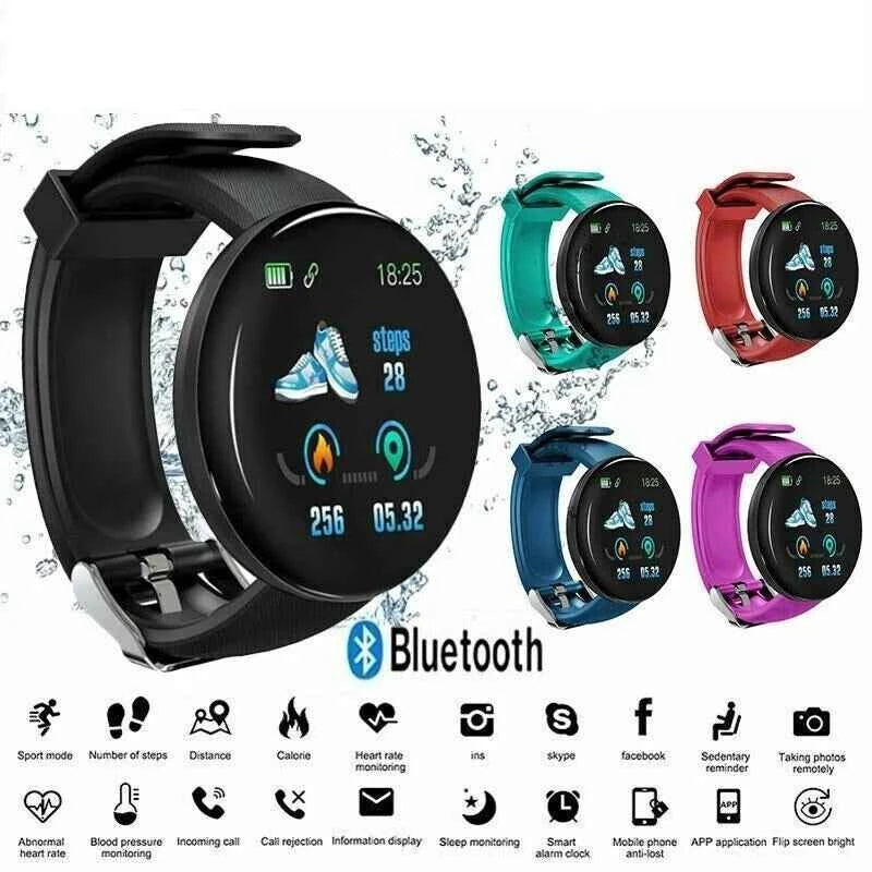 D18 Smart Watch Men Blood Pressure Waterproof Smartwatch Women Heart Rate Monitor Fitness Tracker Watch Sport For Android IOS