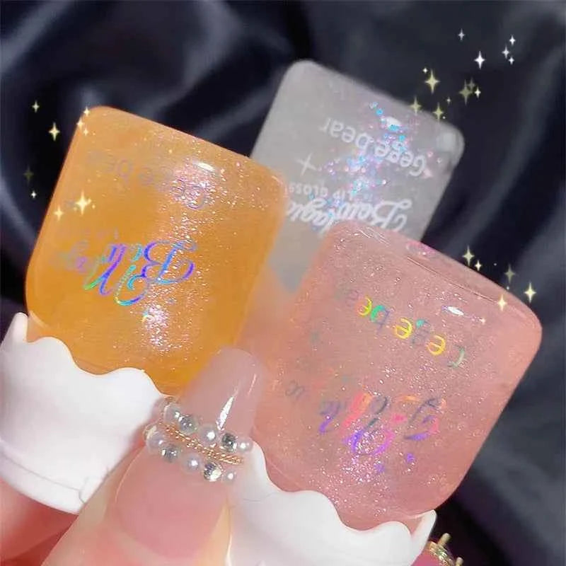 Cute Milk Jar Lipgloss Lip Plumper Oil Colorless Glitter Lipgloss Long Lasting Moisturizing Lipstick Lipgloss Makeup Cosmetics