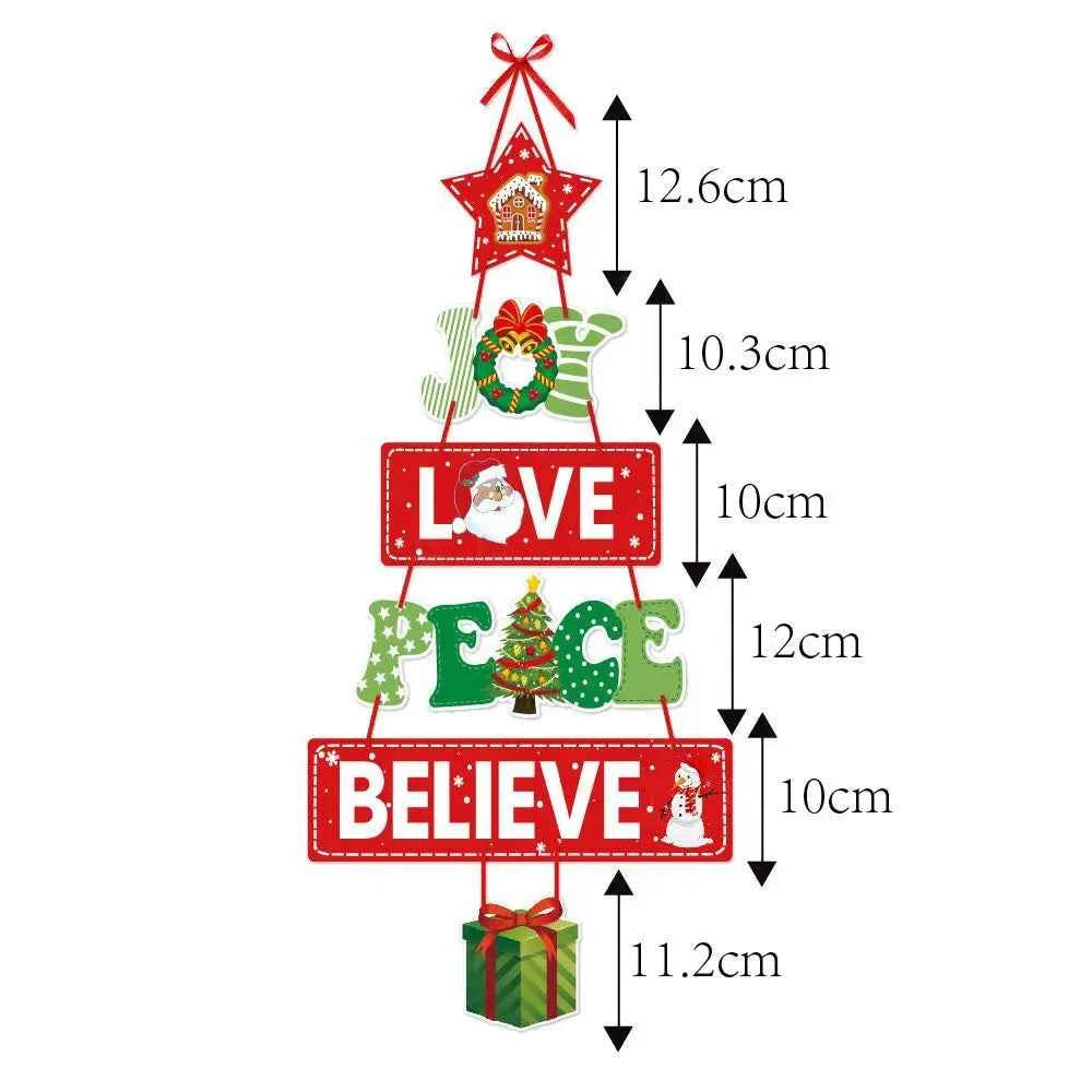 Christmas Door Hanging Banner Cute Christmas Porch Door Paper Banner Garland for Xmas Home Decorations New Year Party Supplies