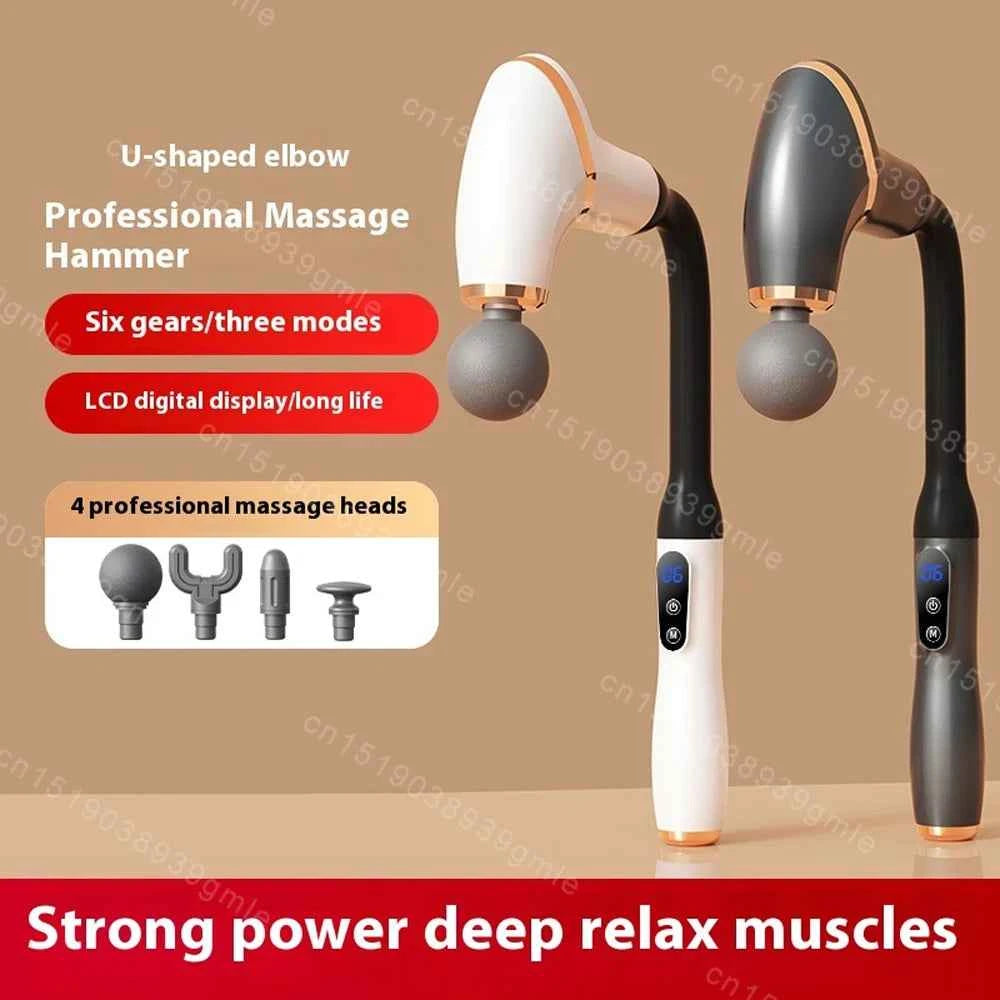 Bending Fascia Gun Handheld Electric Percussion Hammer Back Waist Vibration Pulse Massage Gun Body Relax Shaping Fitness Tool