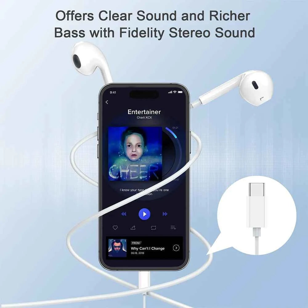 Original Wired Earphones For Apple iPhone 17 16 15 14 13 12 Pro Max Headphones For Samsung For Lightning USB C 3.5mm Earbuds