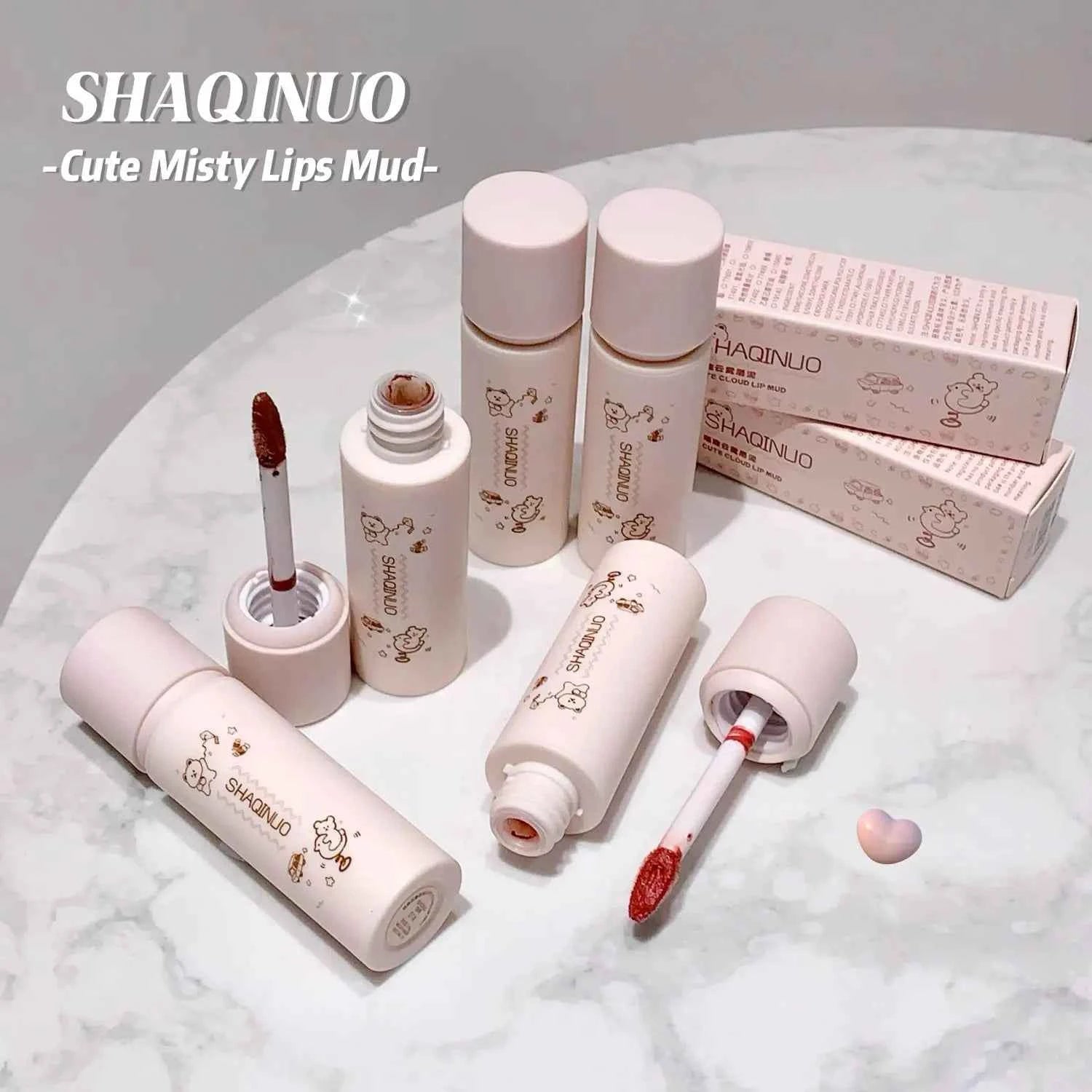 SHAQINUO Munchkin Cloudy Lip Clay Colours Matte Lip Mud  Design Cosmetics Lip Mud For Daily Makeup Application