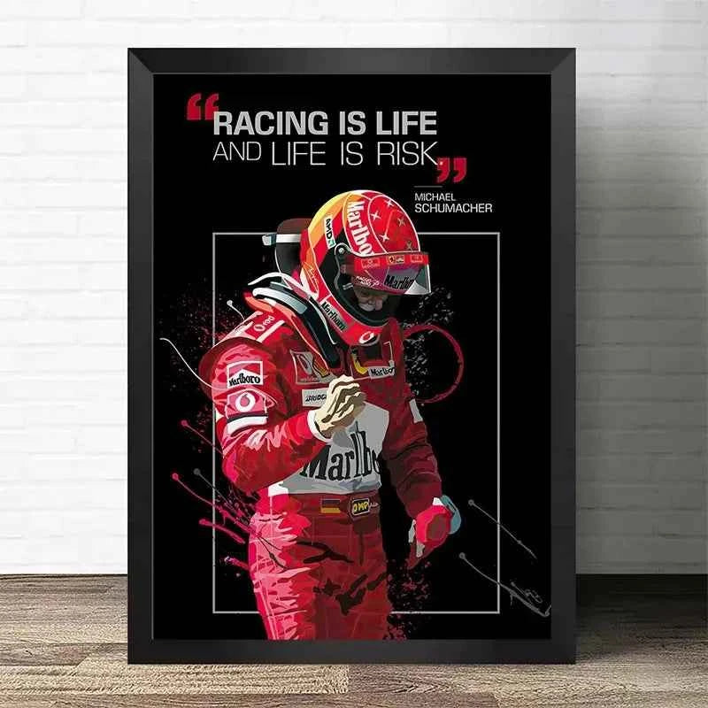 F1 World Champion Racer Ayrton Senna Graffiti Racing Formula 1 Poster Decorative Paintings Canvas Wall Art Pictures Home Decor