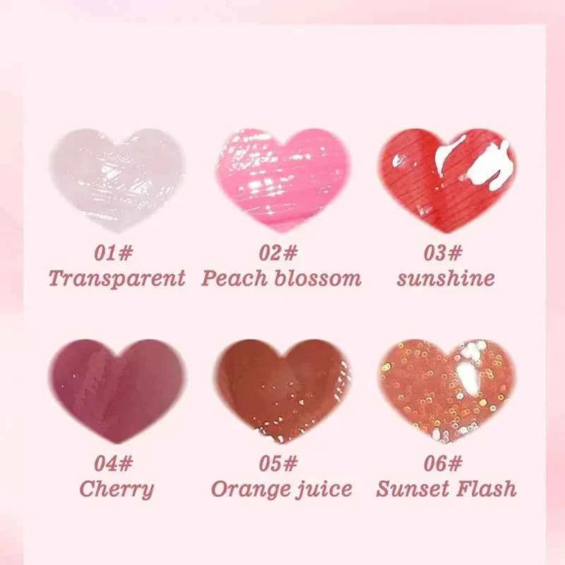 6PCS moisturizing lip gloss, transparent lipstick, sexy lips, lip cosmetics