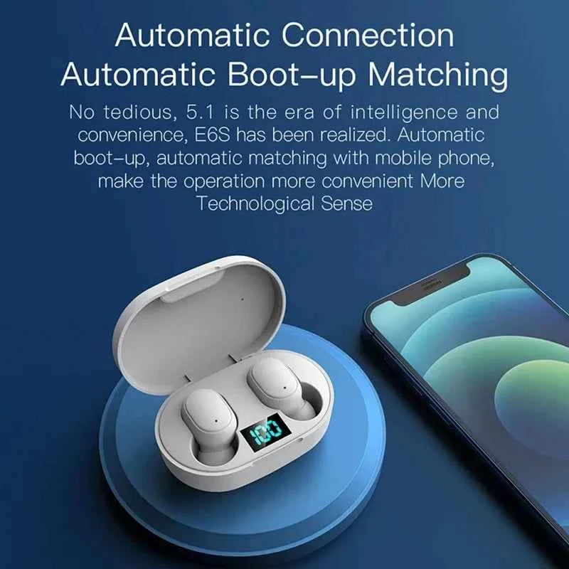 E6S TWS Wireless Bluetooth Headset Waterproof Noise Cancelling LED Earbuds with Mic Wireless Headphones Bluetooth Earphones