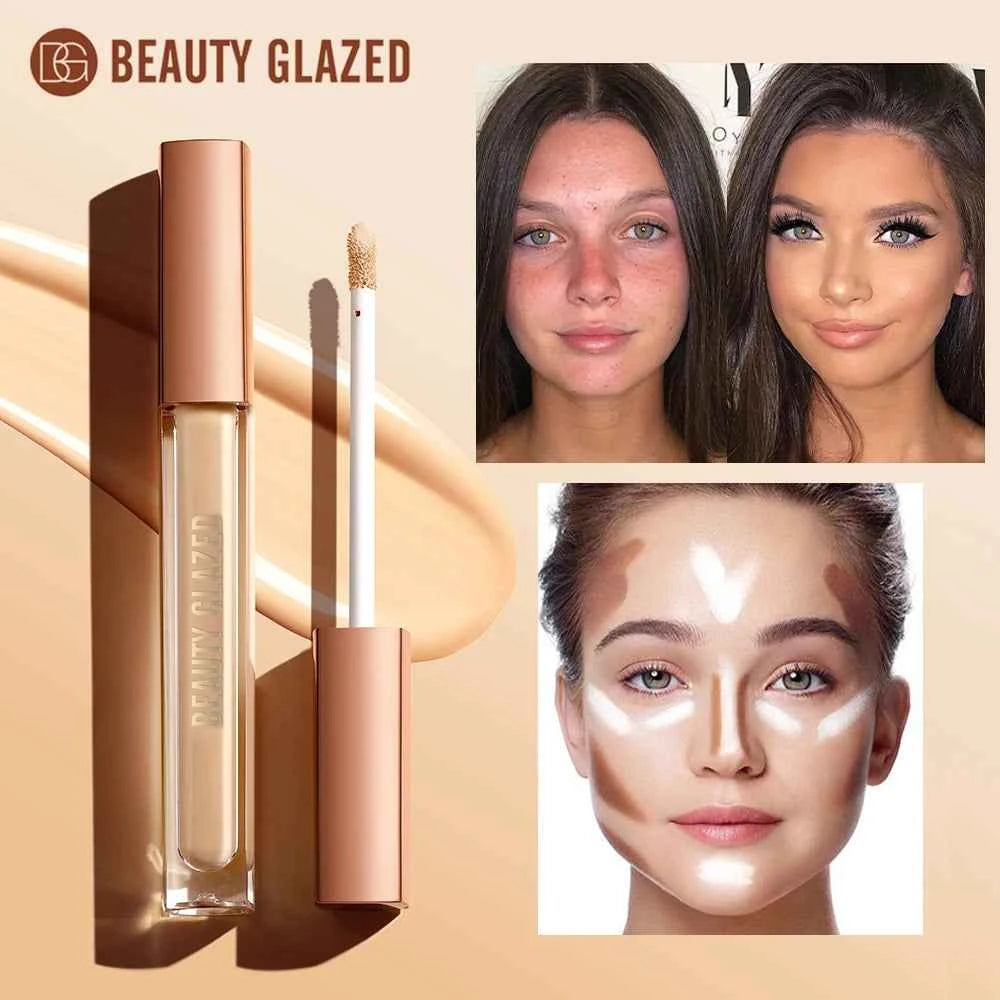 Beauty Glazed Renew Liquid Concealer,6 Colors Matte Flawless,Long-lasting Full Coverage,Waterproof for Face Makeup Cosmetics