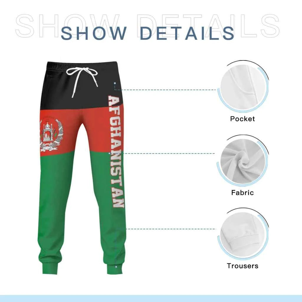 Mens Sweatpants Afghanistan Flag Afghan Pants with Pockets Joggers Soccer Football Multifunction Sports Sweat With Drawstring