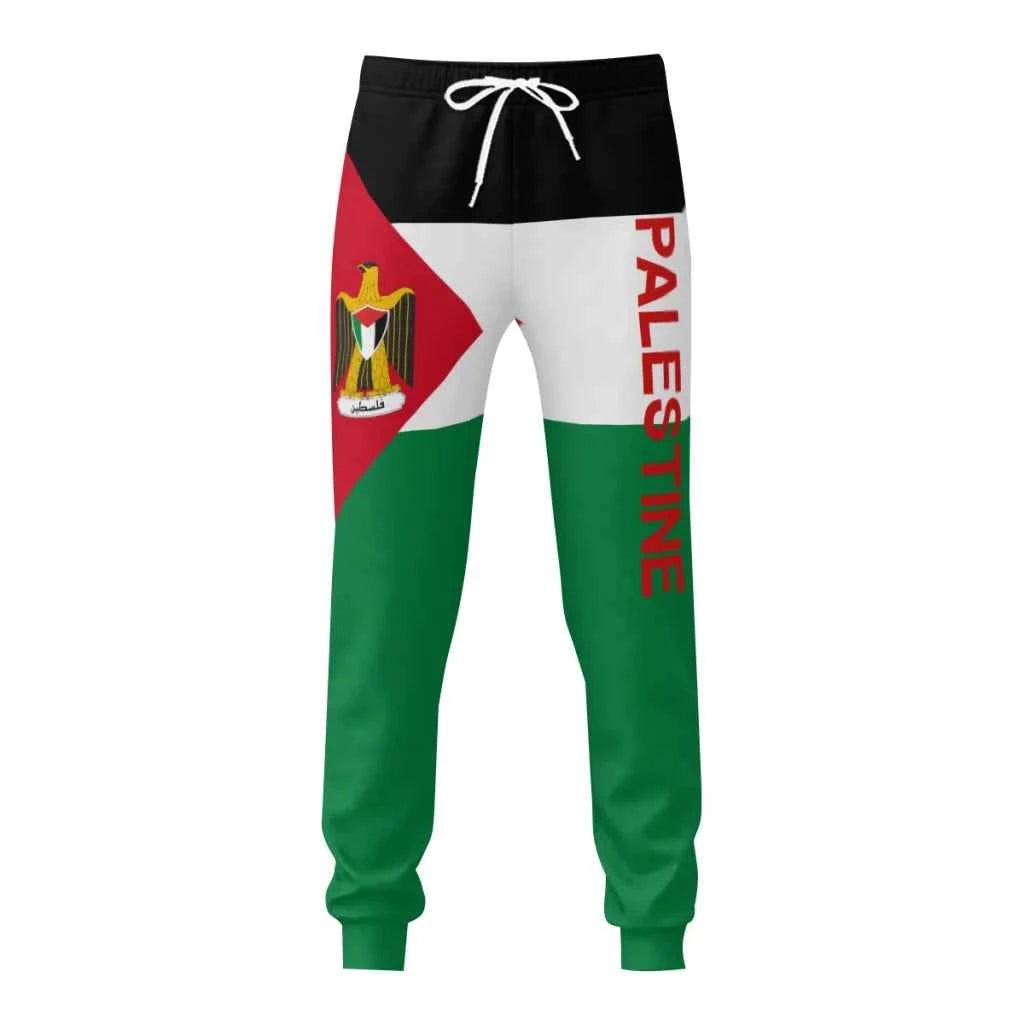 Mens Sweatpants Palestine Emblem Flag Pants with Pockets Joggers Soccer Football Multifunction Sports Sweat With Drawstring