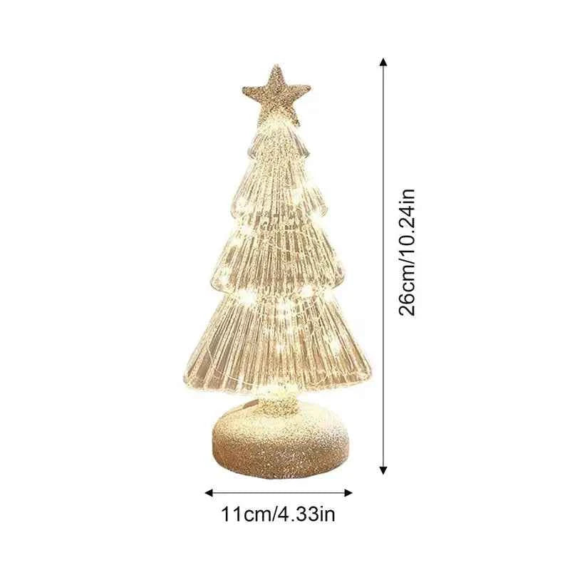 Mini Glass Christmas Tree with Lights Lighted Glass Christmas Tree Battery Operated Christmas Tree Night Lights Tabletop decor