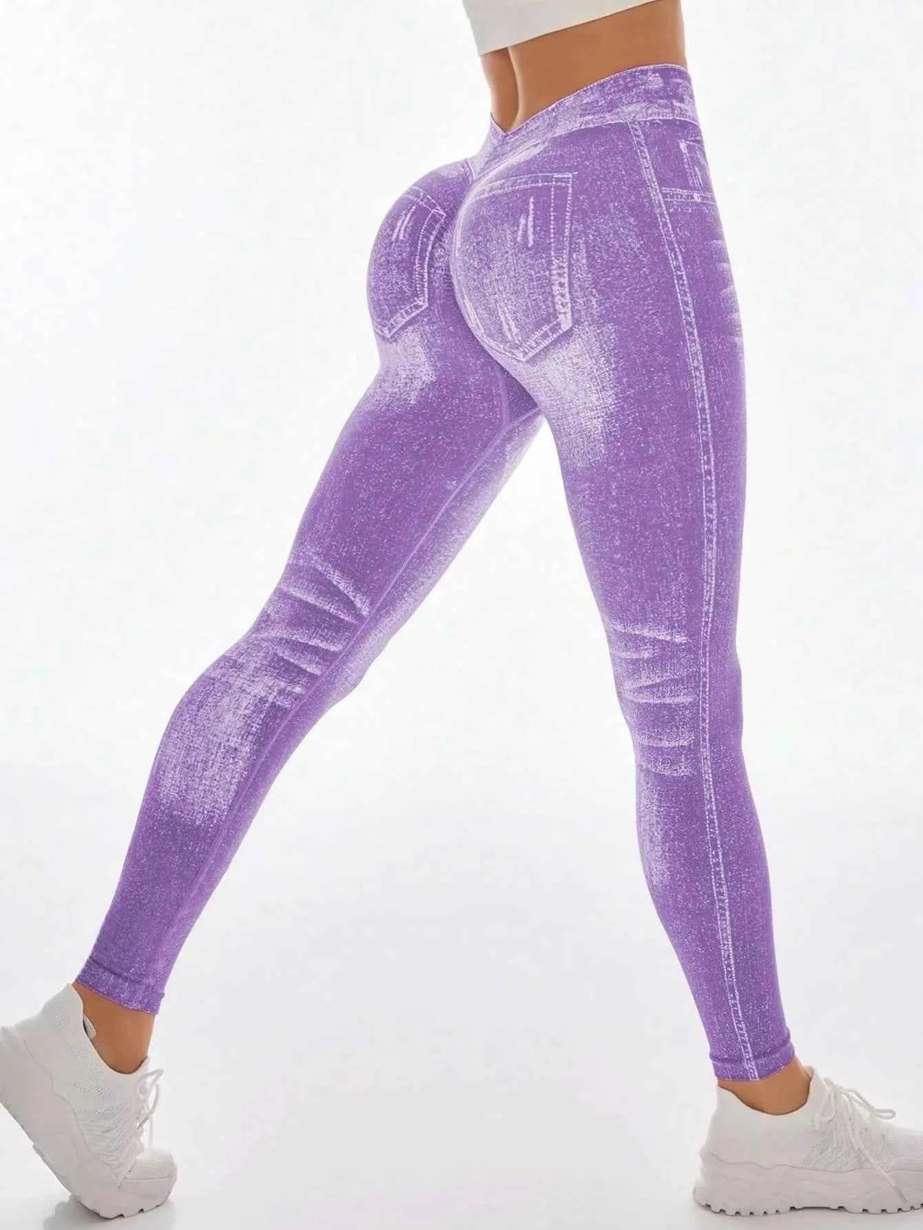 Leggings de Gym Femme Effet Jean V Dos