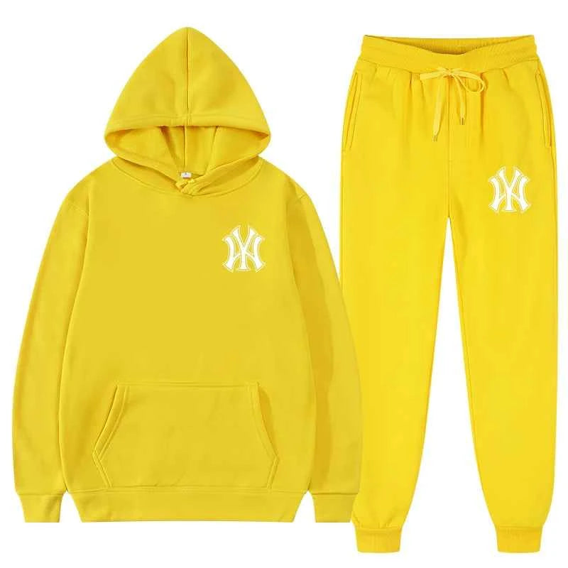 2 Pieces Sets Tracksuit Hooded Sweatshirt +Drawstring Pants Male Sport Hoodies Running Sportswear Men Women Brand Autumn Winter