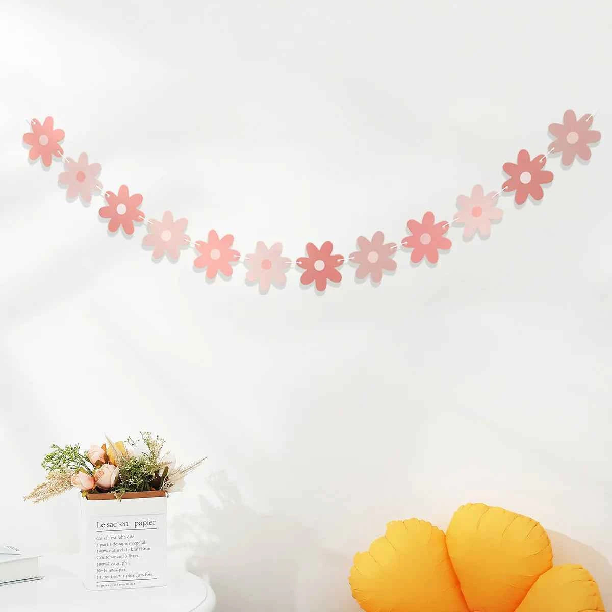 Rainbow Color Birthday Happy Party Banner Be Happy Hanging Banner Garland Daisy String Banner Wedding Banner Home Party Decor