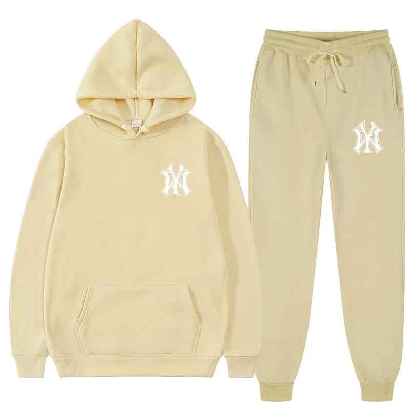 2 Pieces Sets Tracksuit Hooded Sweatshirt +Drawstring Pants Male Sport Hoodies Running Sportswear Men Women Brand Autumn Winter