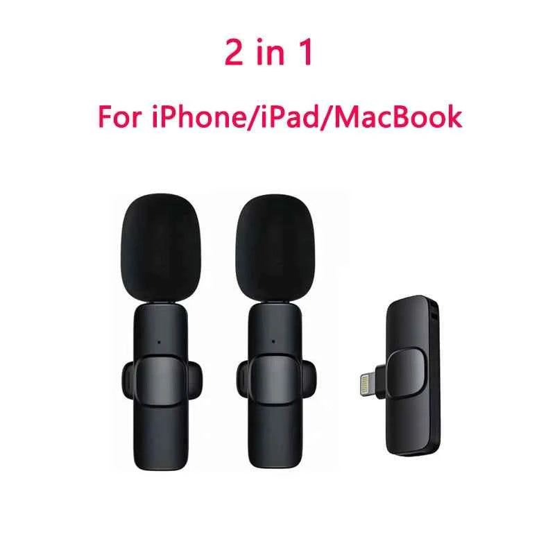 2in1 Wireless Lavalier Microphone for iPhone Android Handy Microphone Plug Play Wireless Microphone for Interview YouTube TikTok