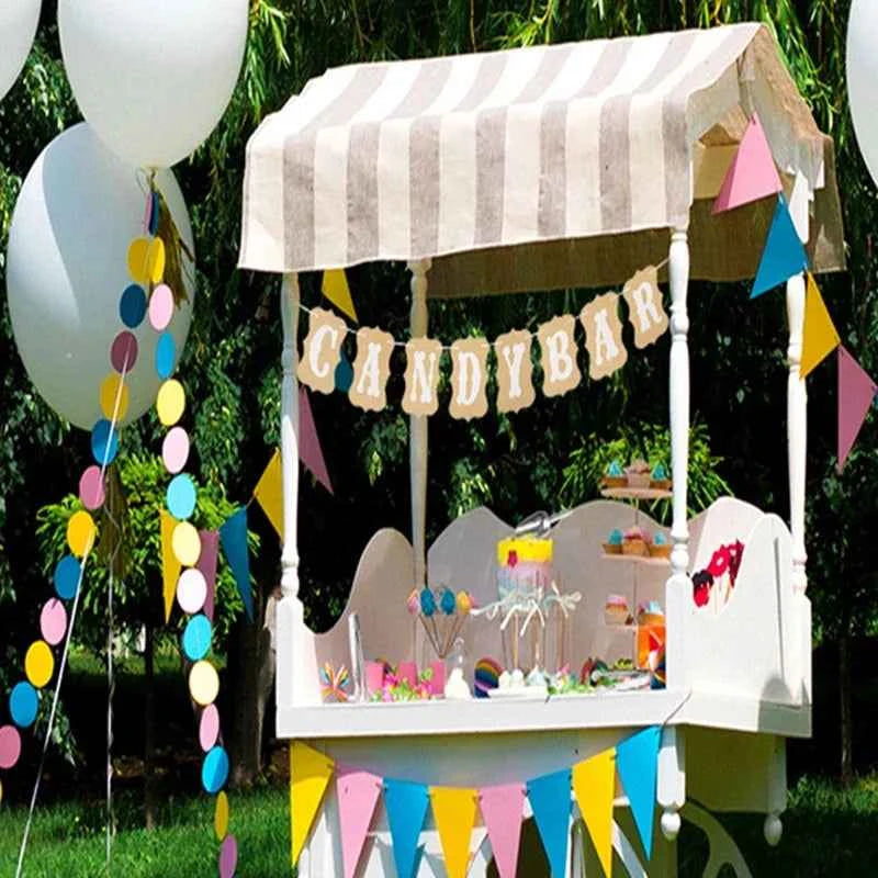 Candy Bar Kraft Paper Banner Wall Hanging Garland Photography Prop Birthday Wedding Party Reception Buffet Decoration Flags