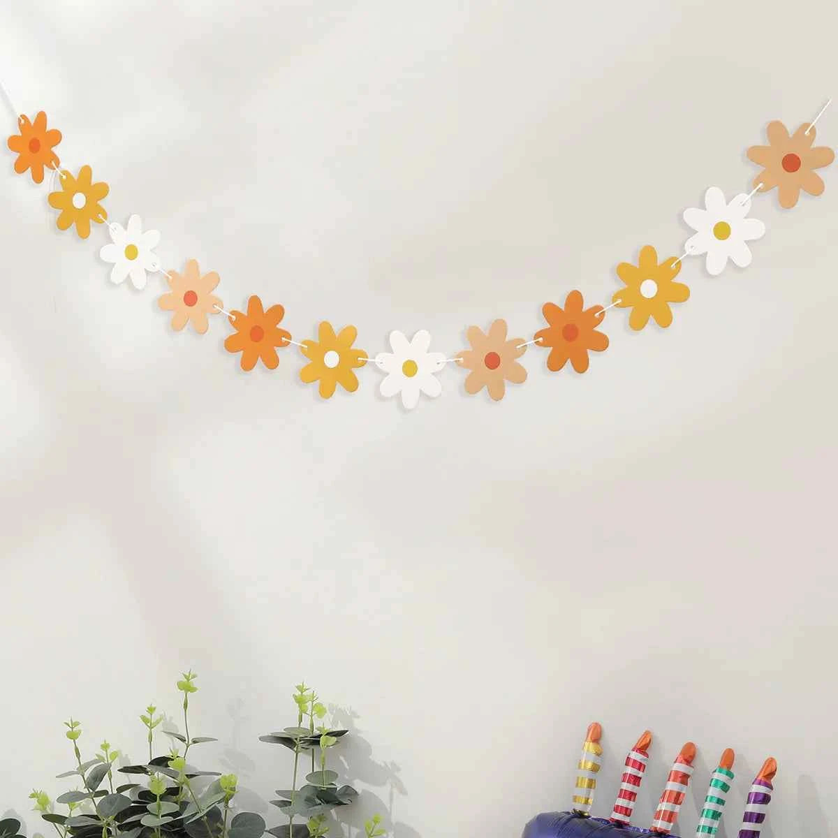 Rainbow Color Birthday Happy Party Banner Be Happy Hanging Banner Garland Daisy String Banner Wedding Banner Home Party Decor