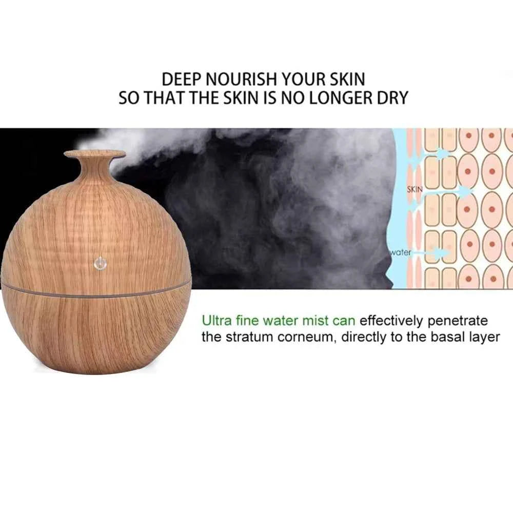 Mini Humidifier USB Aromatherapy Diffuser Home Air Humidifier Desktop Woodgrain Humidifier