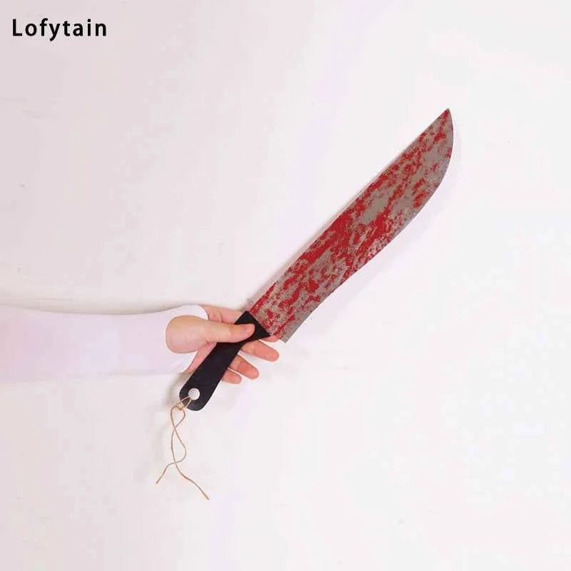 Lofytain 12pcs/lot Halloween Plastic Blood Knife Tools Sets Horror Spooky Haunted House Hanging Knife Garland Banner