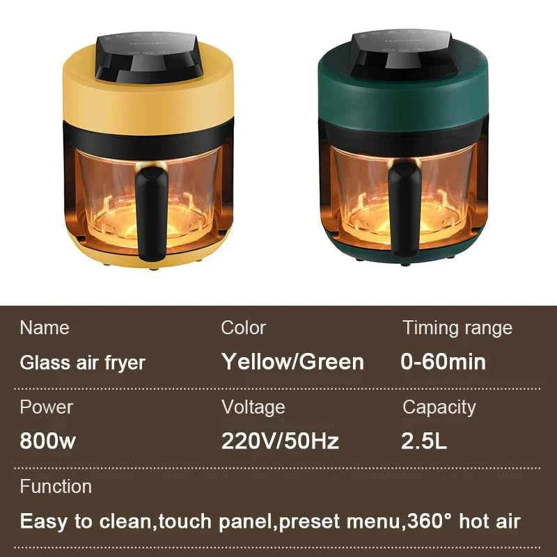 2025 Multifunctional  220V air fryer household transparent visualization fully automatic air fryer small capacity electric fryer