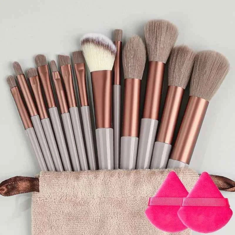 Professional 13PCS Makeup Brushes Set 2 Powder Puff Sponge for Cosmetics Foundation Blush Eyeshadow Blending Brush Beauty Tools