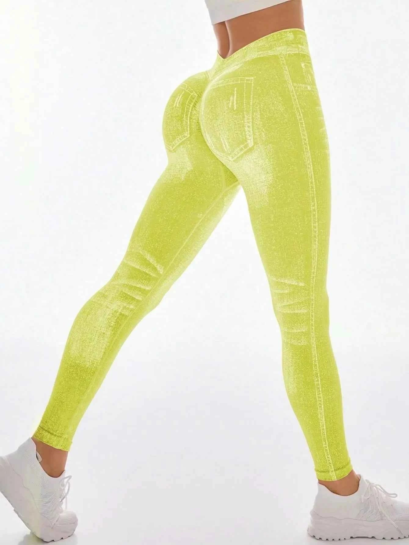 Leggings de Gym Femme Effet Jean V Dos