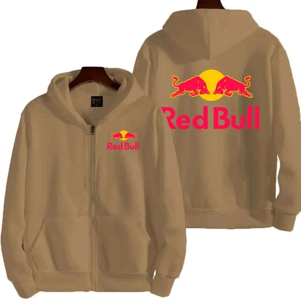 Red Bull Logo Racing Motorcycle Team Men Zip Up Hoodie Spring Autumn Fashion Man Sweater 2025 New Sport Woman Jacket Coats
