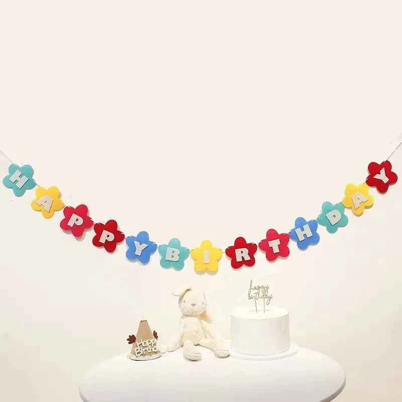 Rainbow Color Birthday Happy Party Banner Be Happy Hanging Banner Garland Daisy String Banner Wedding Banner Home Party Decor
