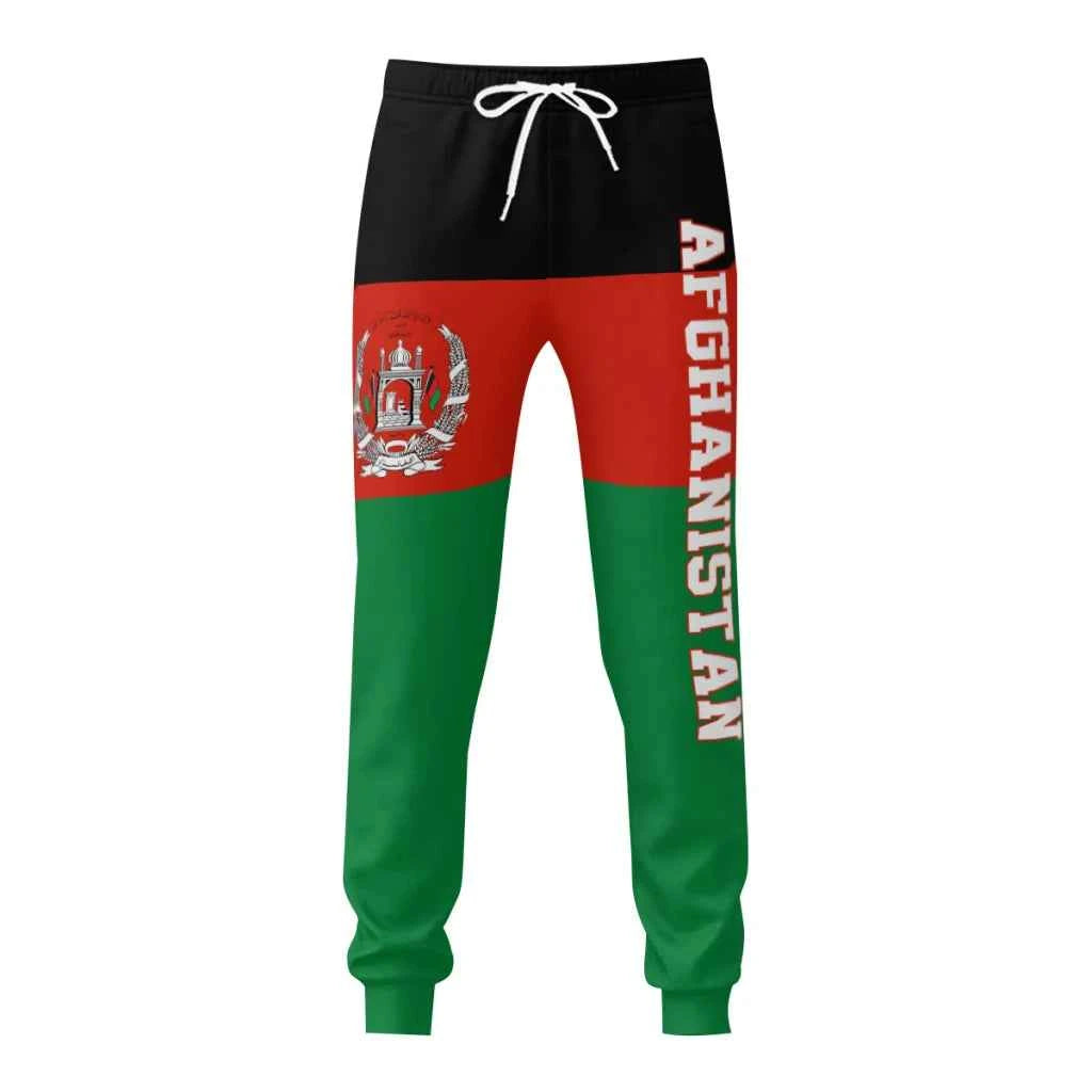 Mens Sweatpants Afghanistan Flag Afghan Pants with Pockets Joggers Soccer Football Multifunction Sports Sweat With Drawstring