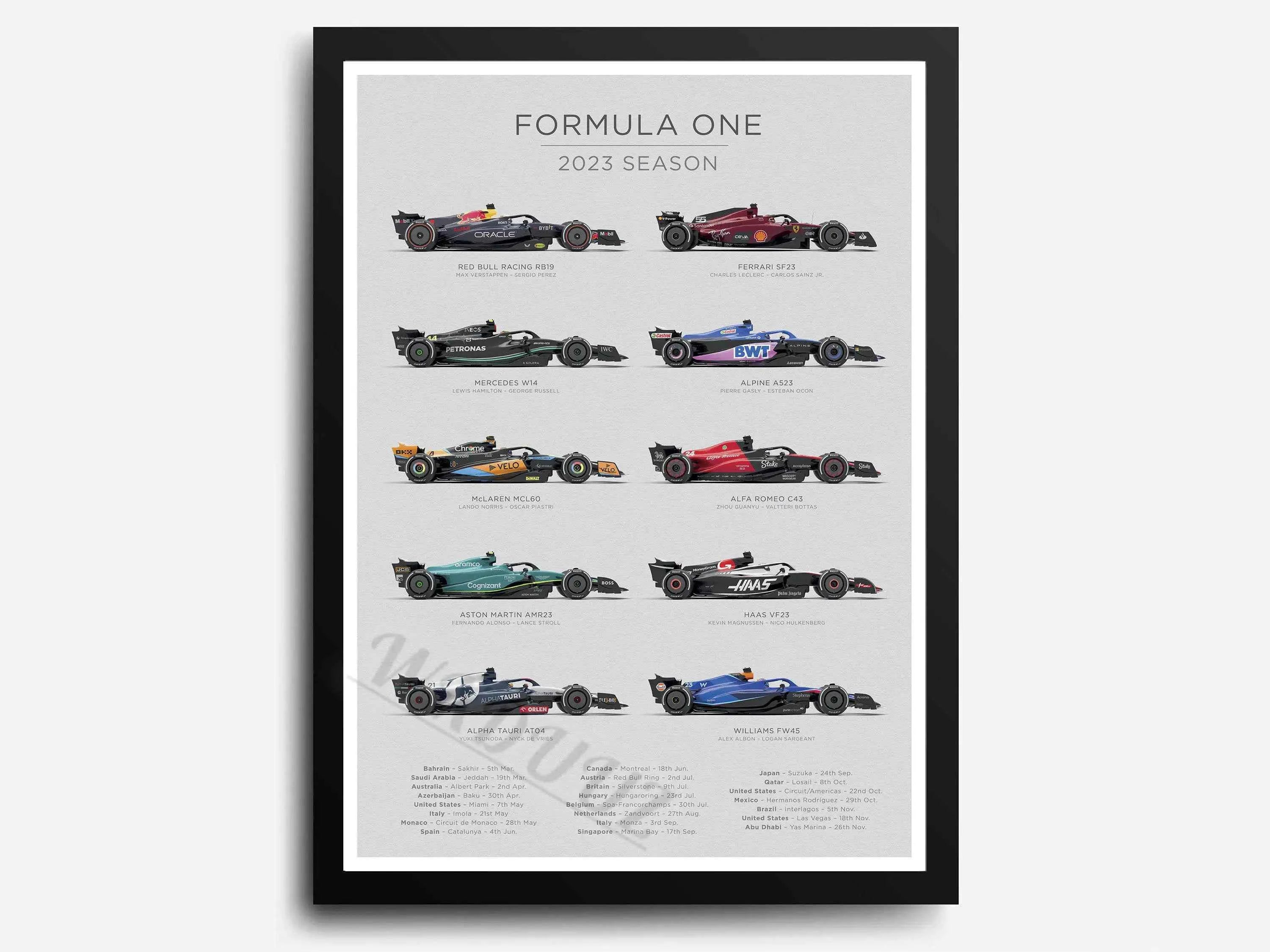 2023 Season Retro Formula 1 80S Car F1 Racing Team Print Posters Canvas Painting Wall Art Pictures For Living Room Home Decor