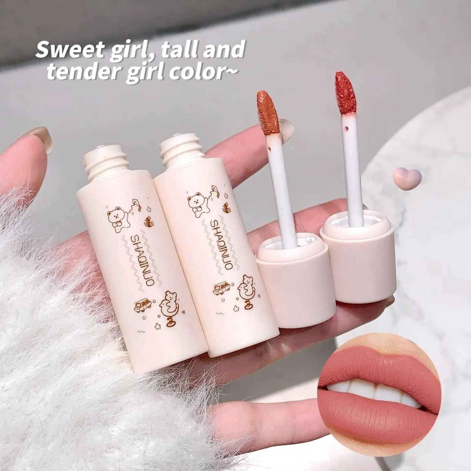 SHAQINUO Munchkin Cloudy Lip Clay Colours Matte Lip Mud  Design Cosmetics Lip Mud For Daily Makeup Application