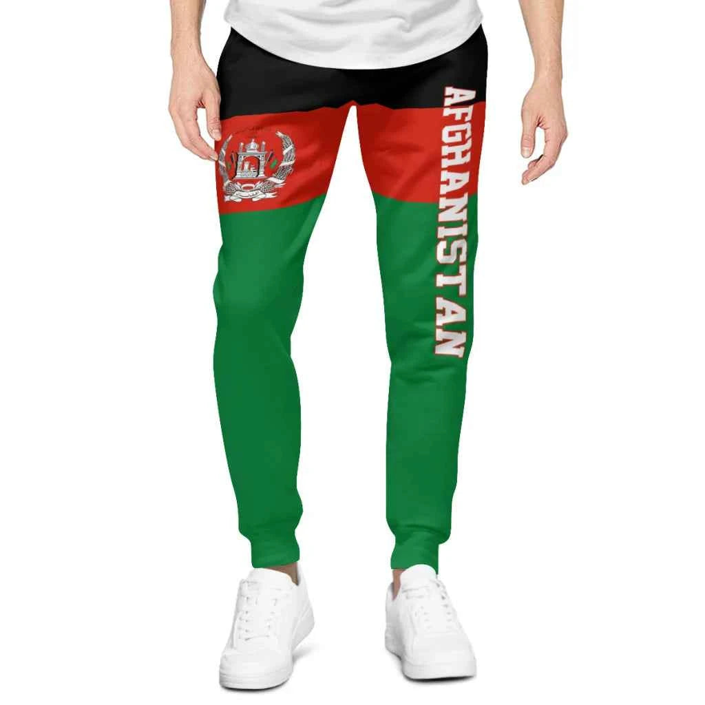 Mens Sweatpants Afghanistan Flag Afghan Pants with Pockets Joggers Soccer Football Multifunction Sports Sweat With Drawstring