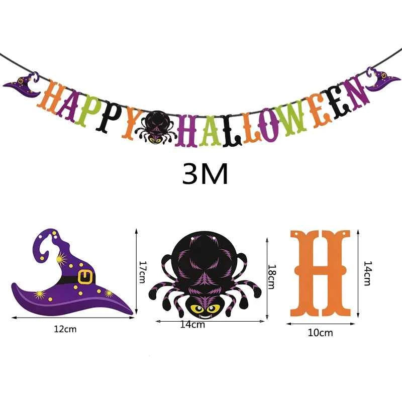 2023 Year Happy Halloween Banner Garland for Halloween Home hanging ornament Decorations Kids Child Favors Creative gift