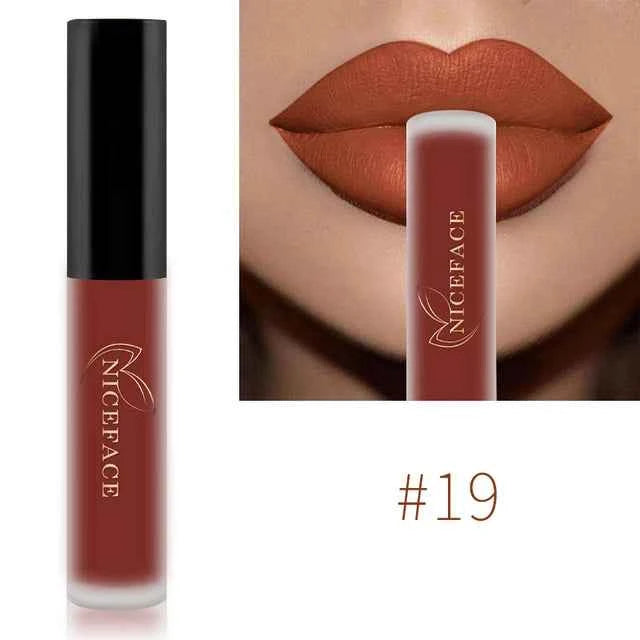 NICEFACE 34 Color Lip Gloss Waterproof Nude Matte Liquid Lipstick Moisturizing Long Lasting Lipgloss Lip Makeup Beauty Cosmetics