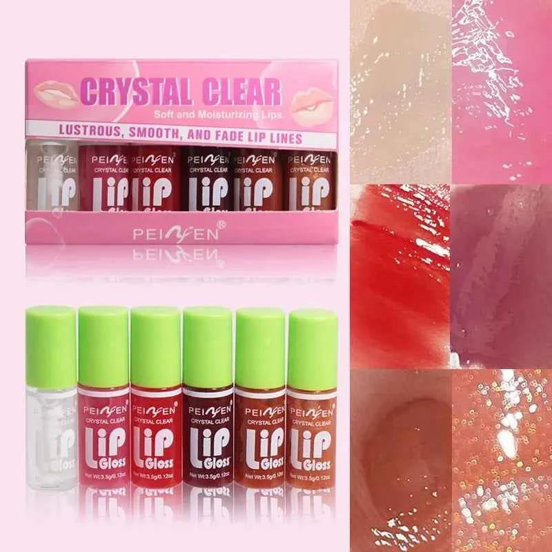 6PCS moisturizing lip gloss, transparent lipstick, sexy lips, lip cosmetics